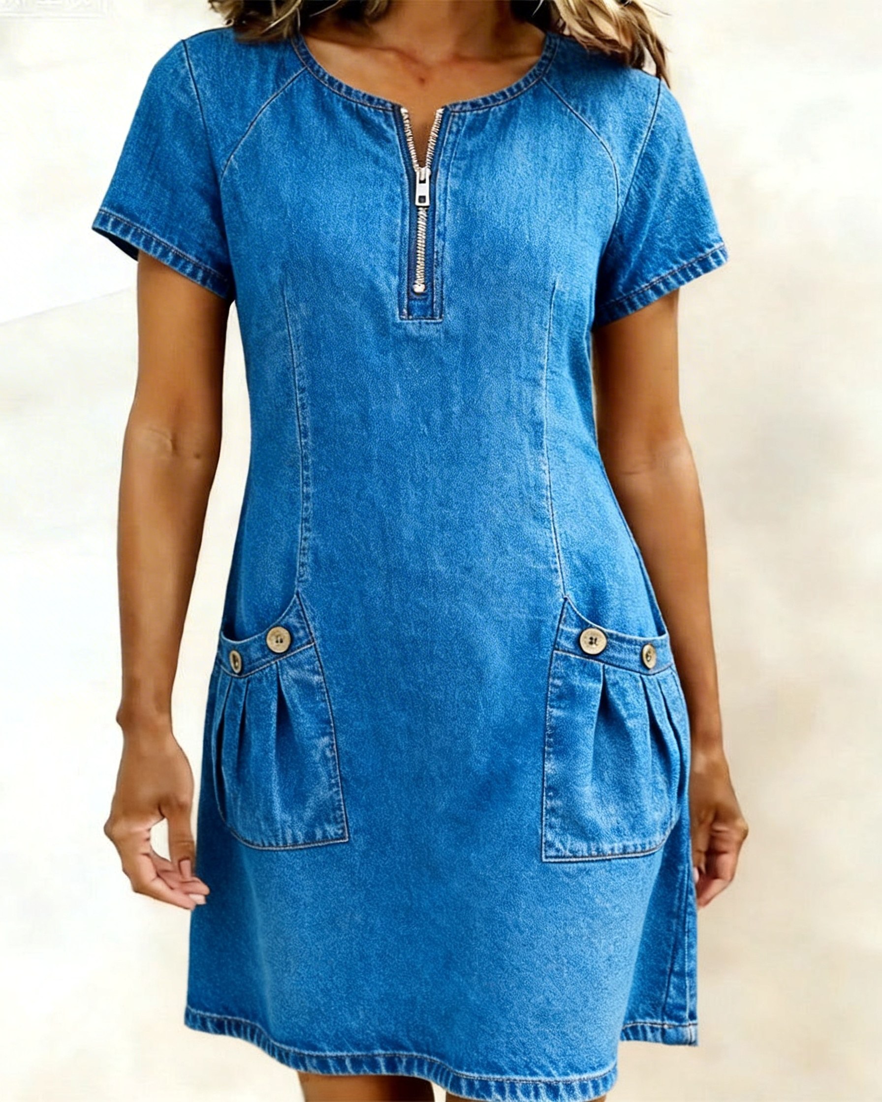 Cotton-Linen Dress with Zipper Pockets
