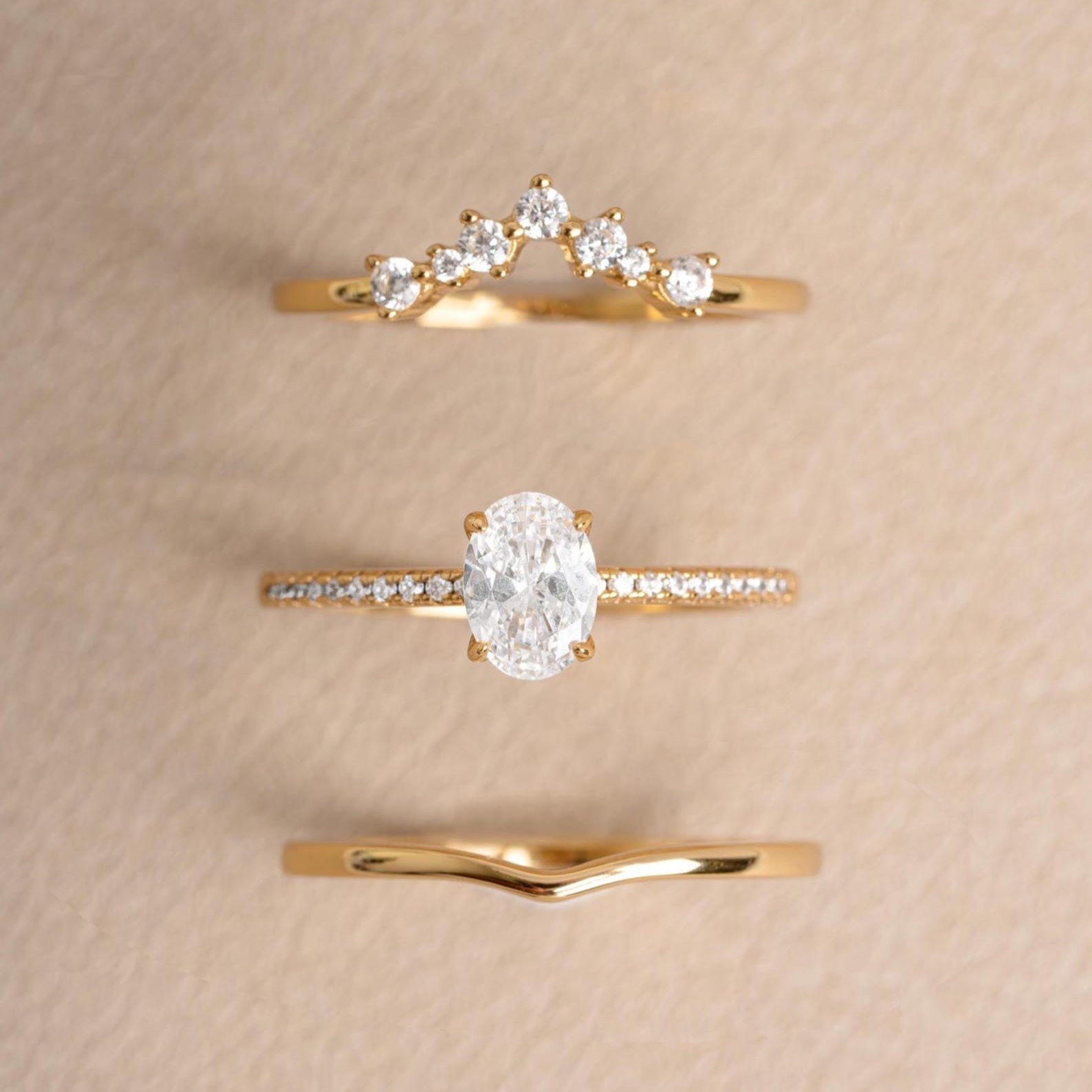 18K 1CT D-VVS Oval Cut Lab-grown Diamond Ring Set Engagement Ring Set for Her