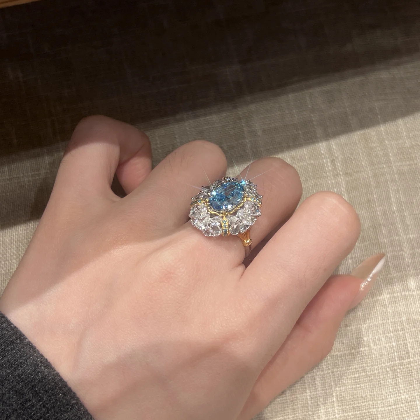 18K 4CT D-VVS Lab-grown Diamond Ring Sapphire Ring Bridal Ring Engagement Ring for Her