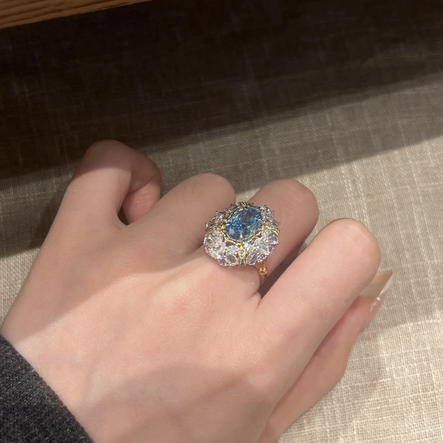 18K 4CT D-VVS Lab-grown Diamond Ring Sapphire Ring Bridal Ring Engagement Ring for Her