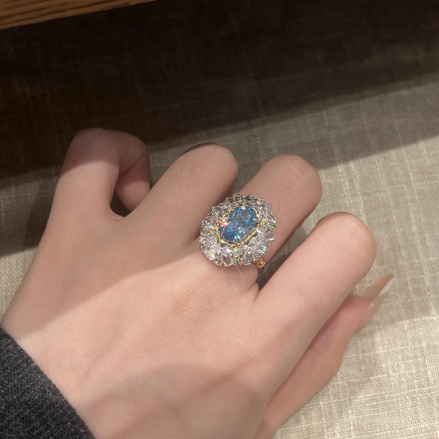 18K 4CT D-VVS Lab-grown Diamond Ring Sapphire Ring Bridal Ring Engagement Ring for Her