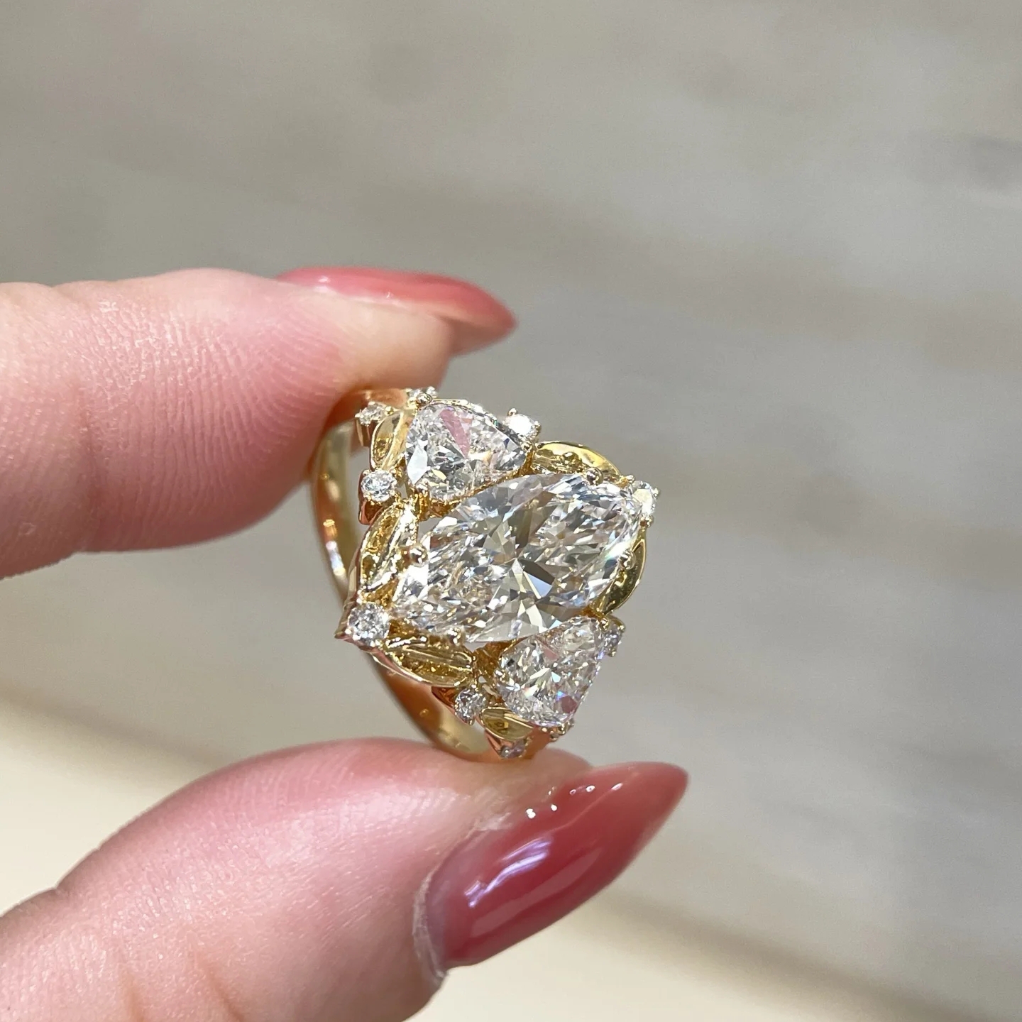 18K 3CT D-VVS Lab-grown Diamond Ring Bridal Ring Engagement Ring for Her