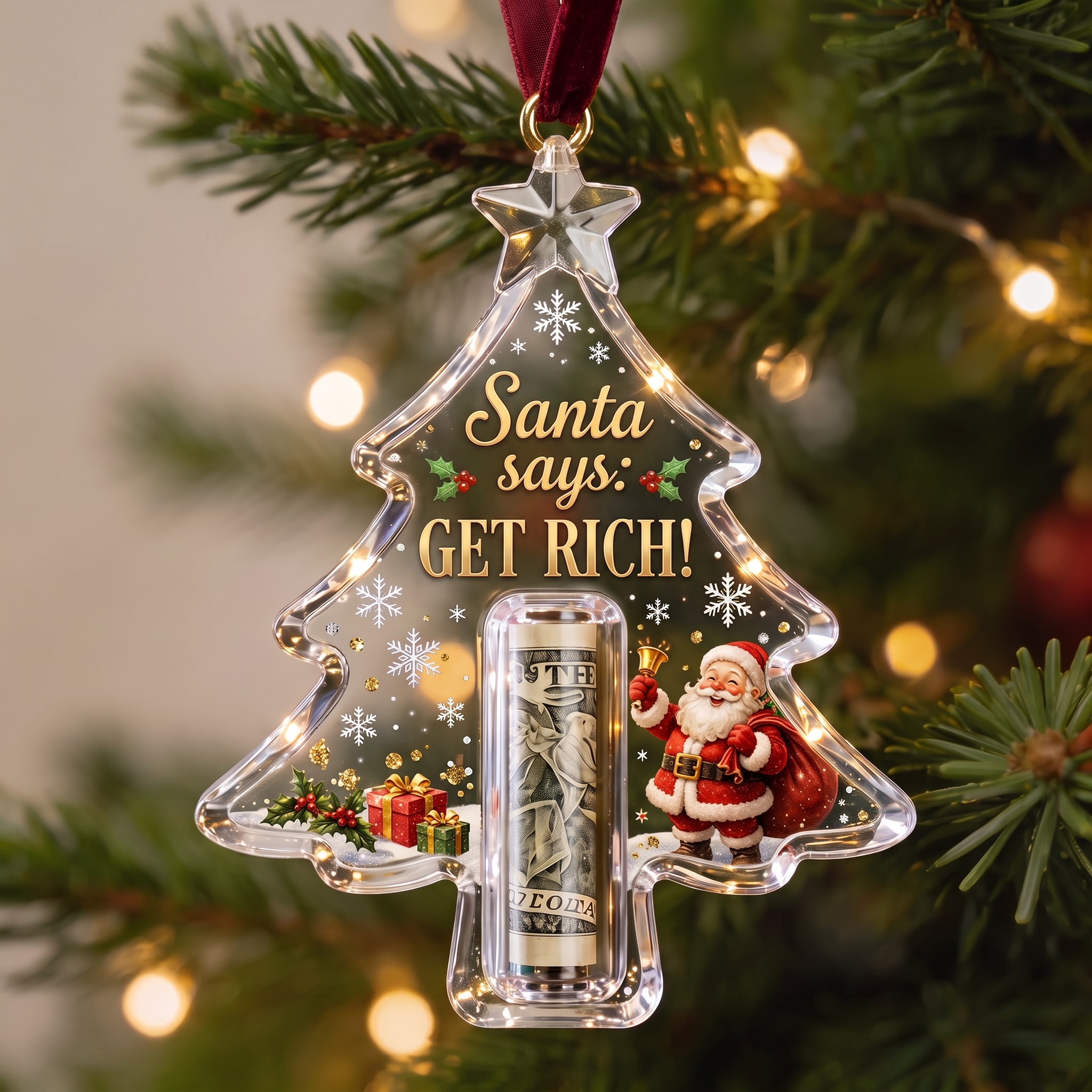 Fun Christmas Cash Gift Ornament — A Festive Decorative Gift