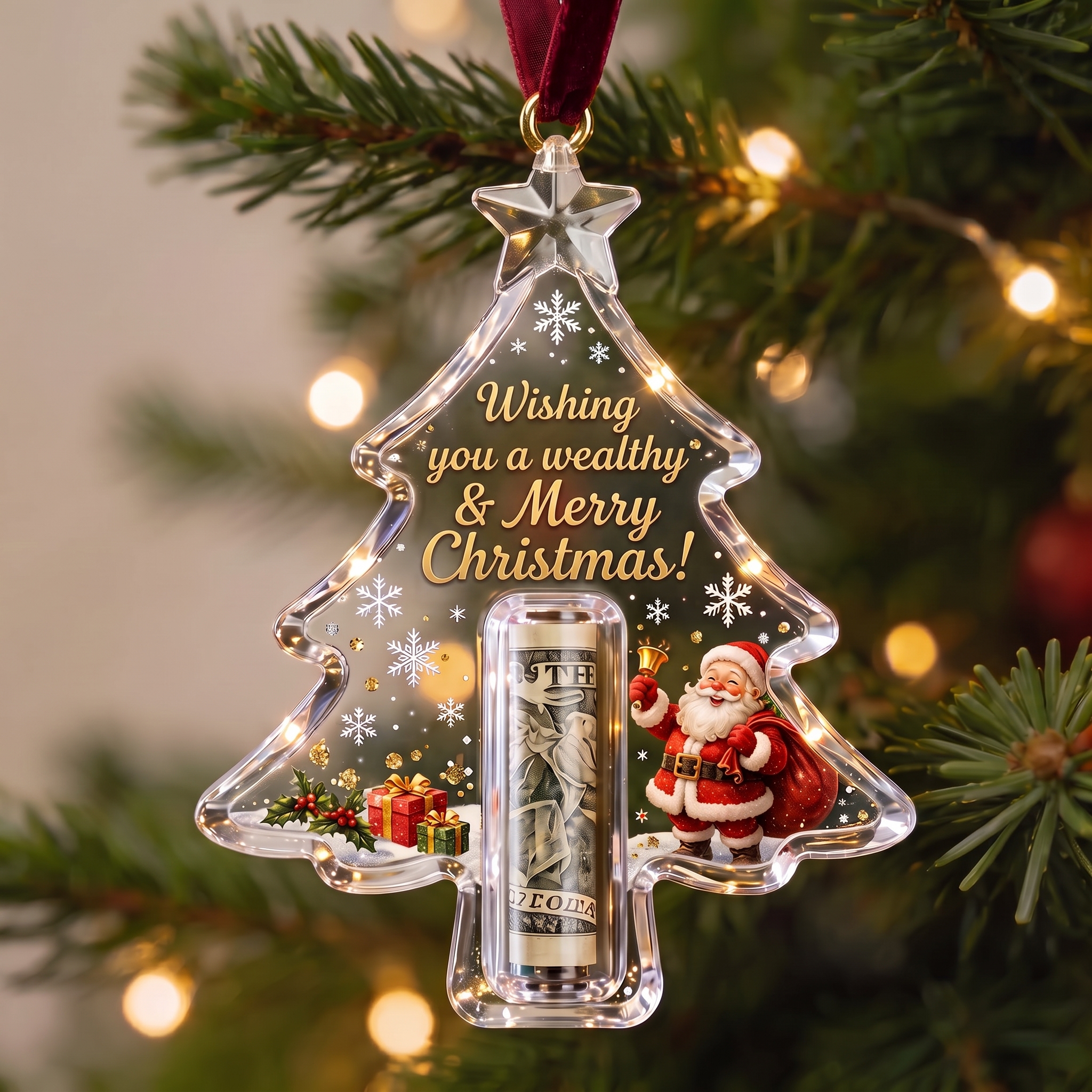 Fun Christmas Cash Gift Ornament — A Festive Decorative Gift