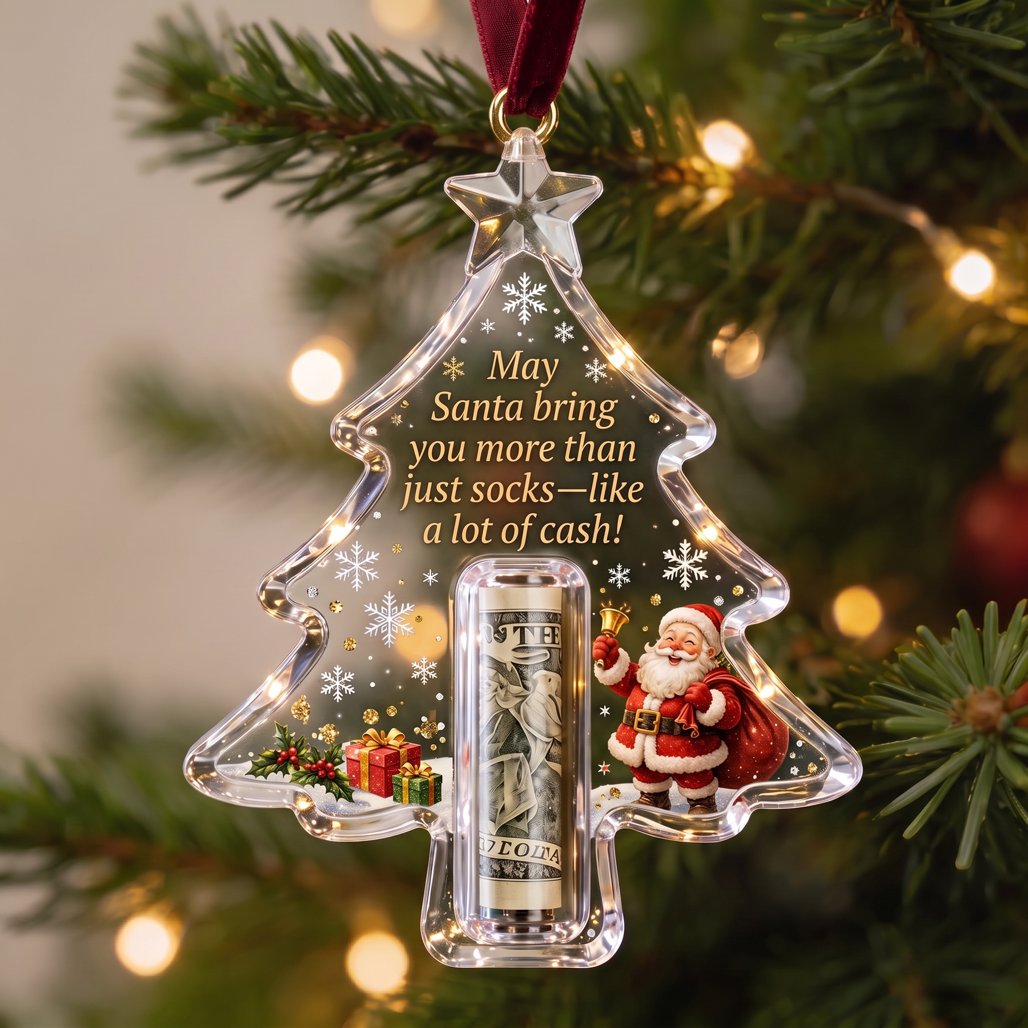 Fun Christmas Cash Gift Ornament — A Festive Decorative Gift