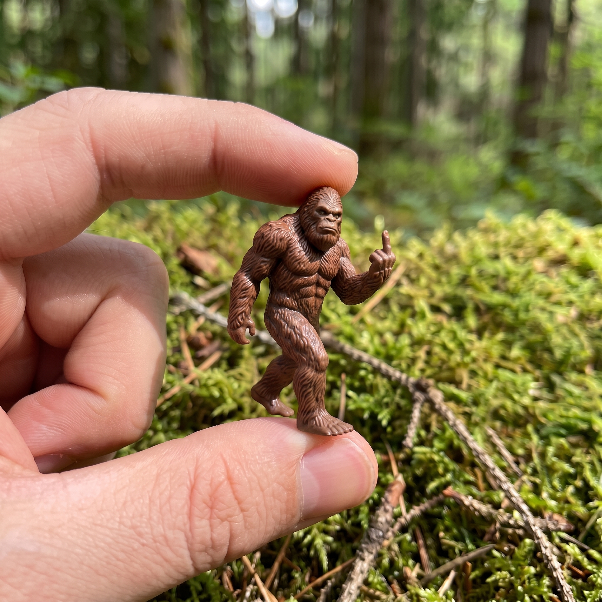 Tiny Middle Finger Bigfoot Figurine 