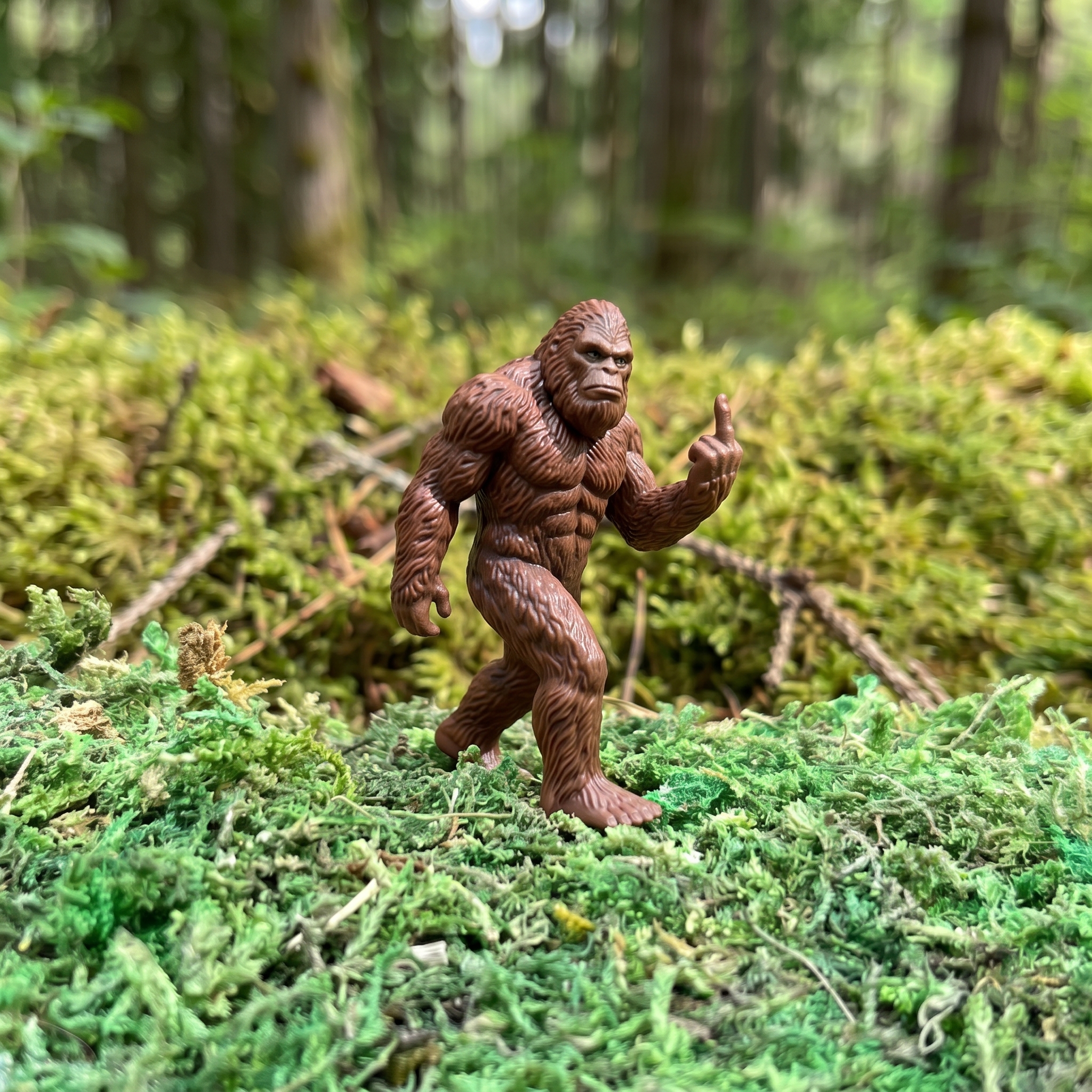 Tiny Middle Finger Bigfoot Figurine 