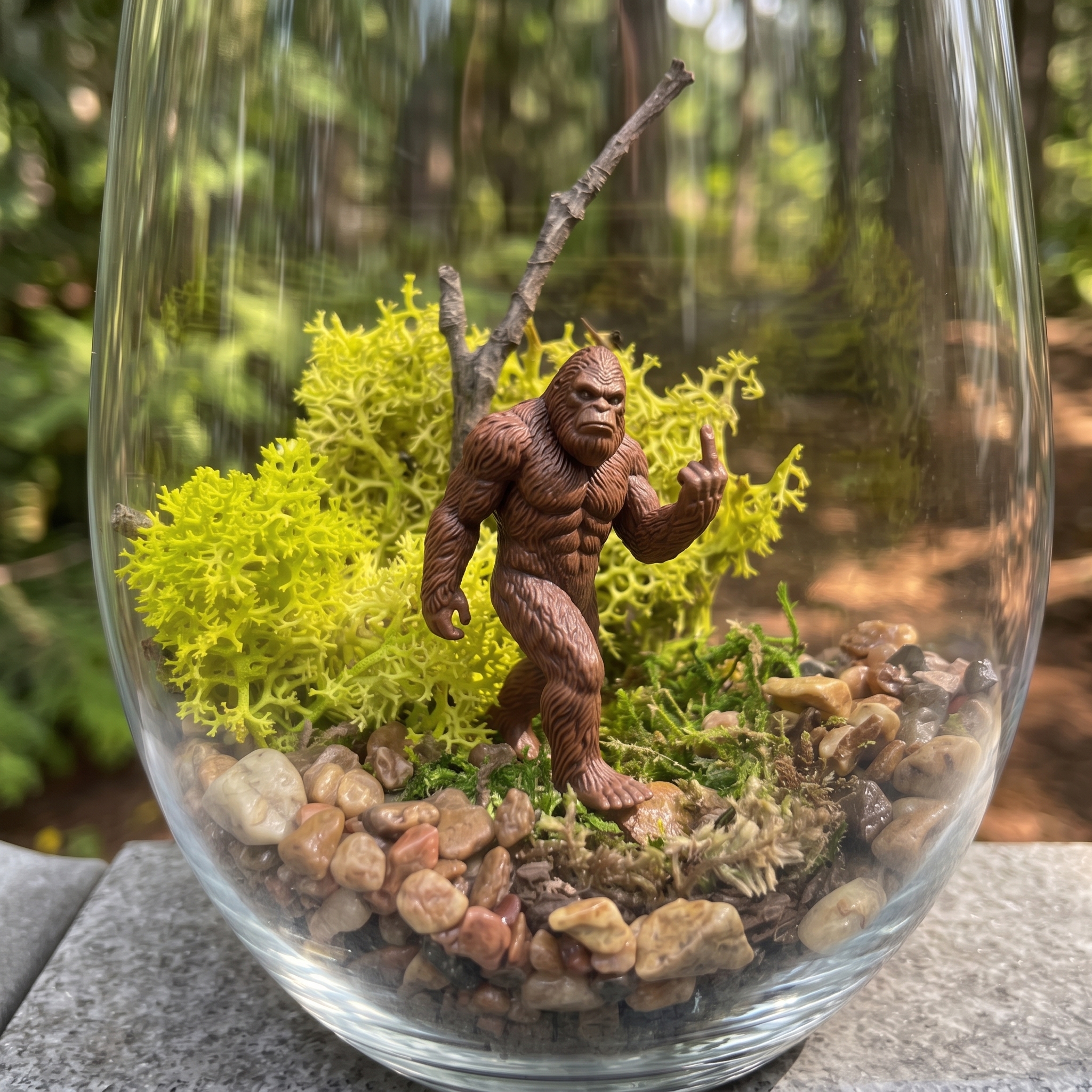 Tiny Middle Finger Bigfoot Figurine 