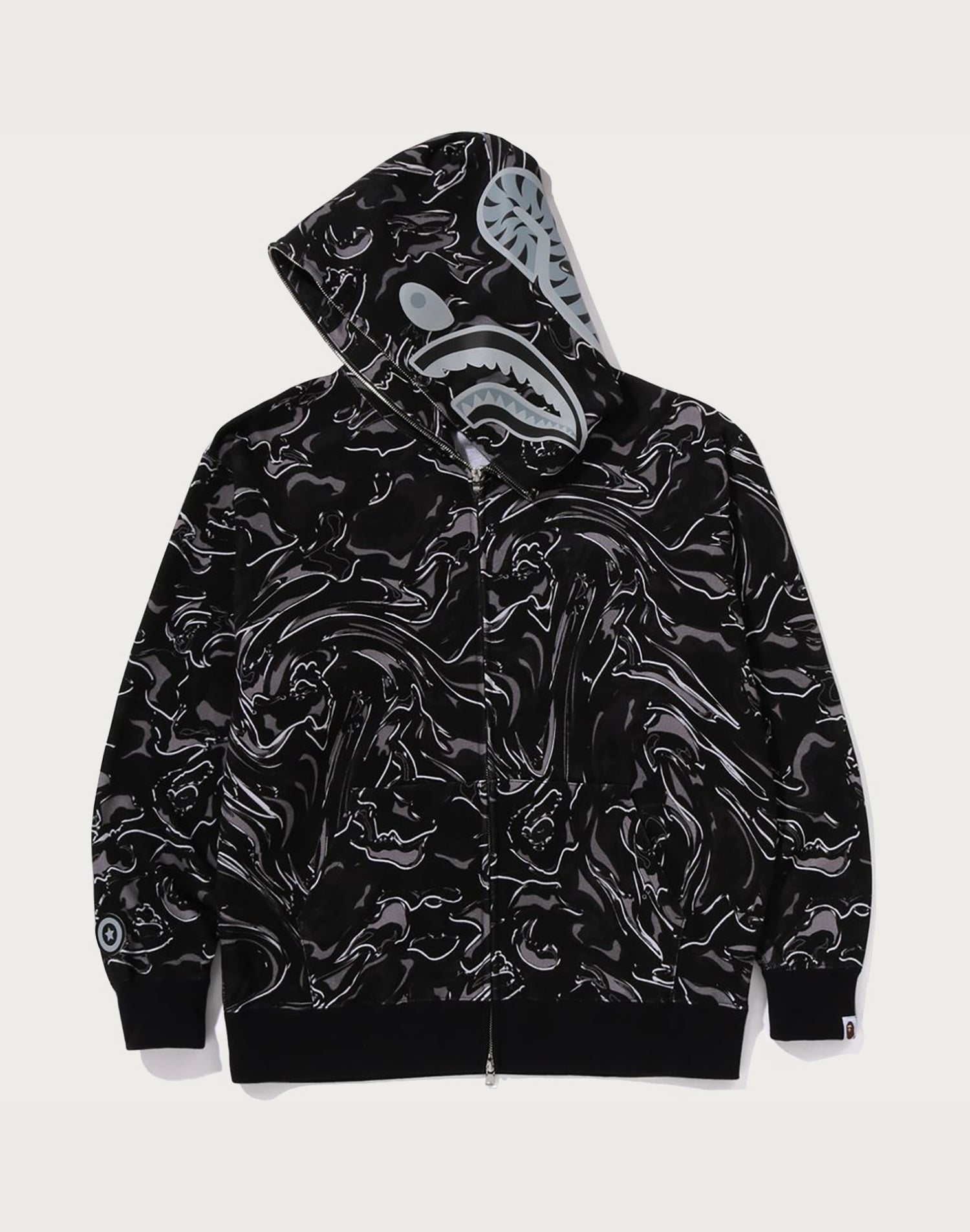 MARBLING CAMO SHARK RELAXED FIT FULL ZIP HOODIE MENS