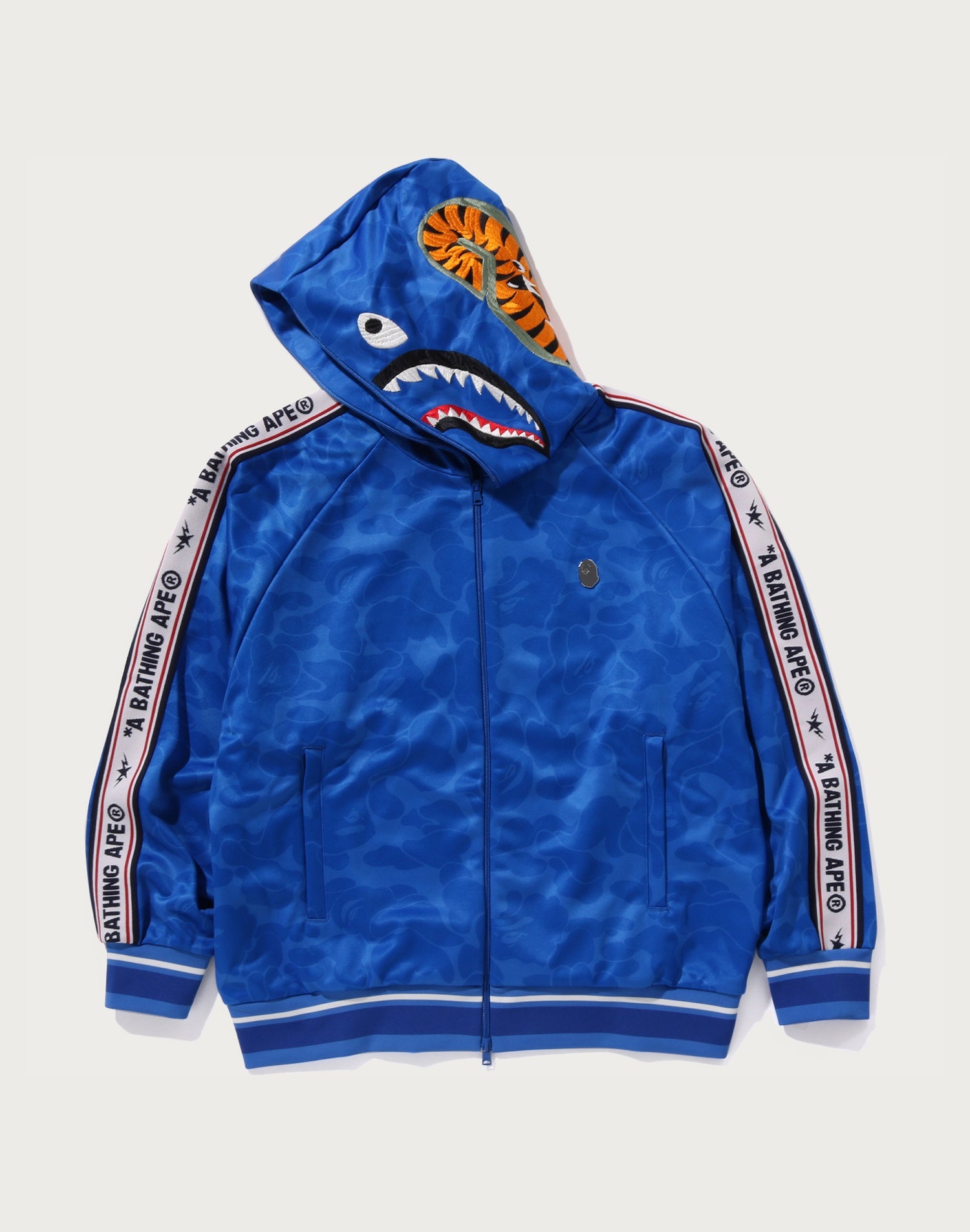 BAPE MENS SOLID CAMO RELAXED FIT SHARK FULL ZIP HOODIE JACKET