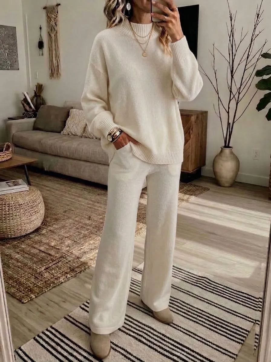 Free Shipping-Women's Soft Knit 2-Piece Set – Relaxed Wide-Leg Comfort