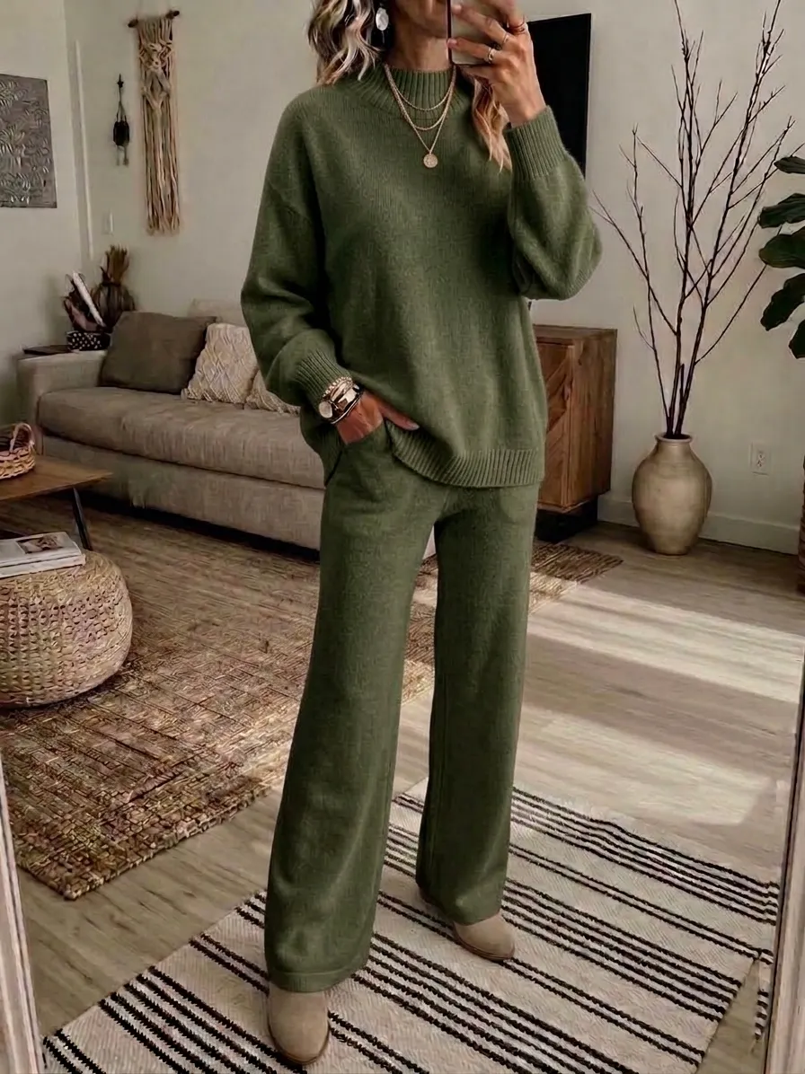 Free Shipping-Women's Soft Knit 2-Piece Set – Relaxed Wide-Leg Comfort