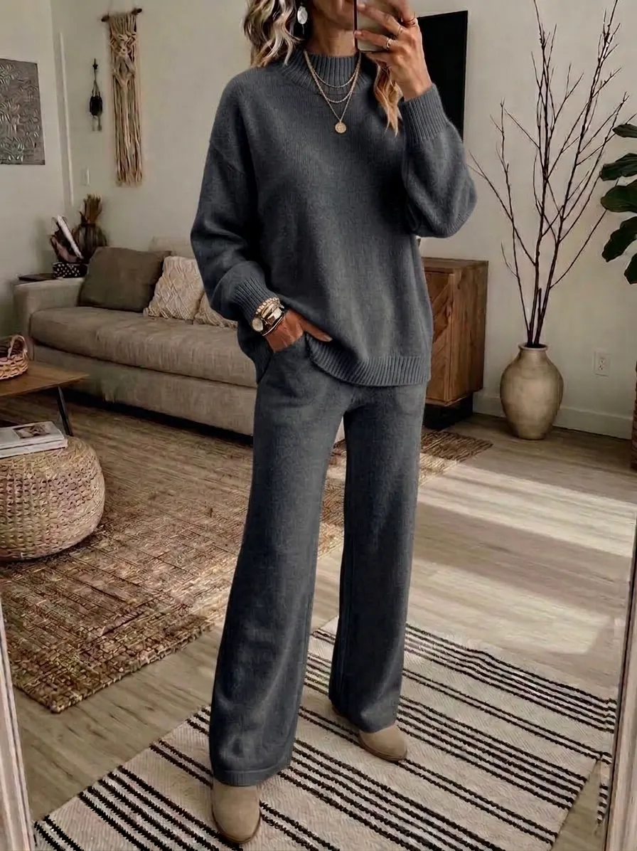 Free Shipping-Women's Soft Knit 2-Piece Set – Relaxed Wide-Leg Comfort