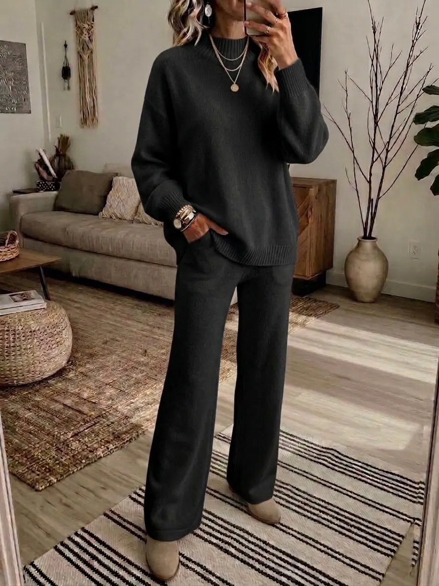 Free Shipping-Women's Soft Knit 2-Piece Set – Relaxed Wide-Leg Comfort