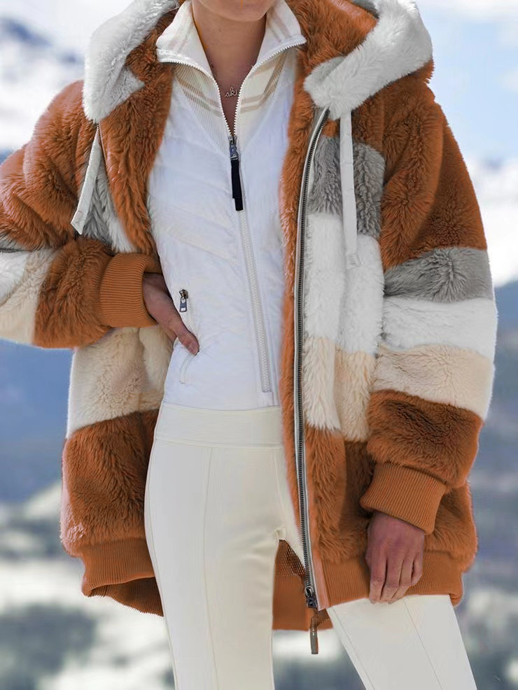 CLEARANCE SALE🔥 Stylish Color Block Fur Jacket