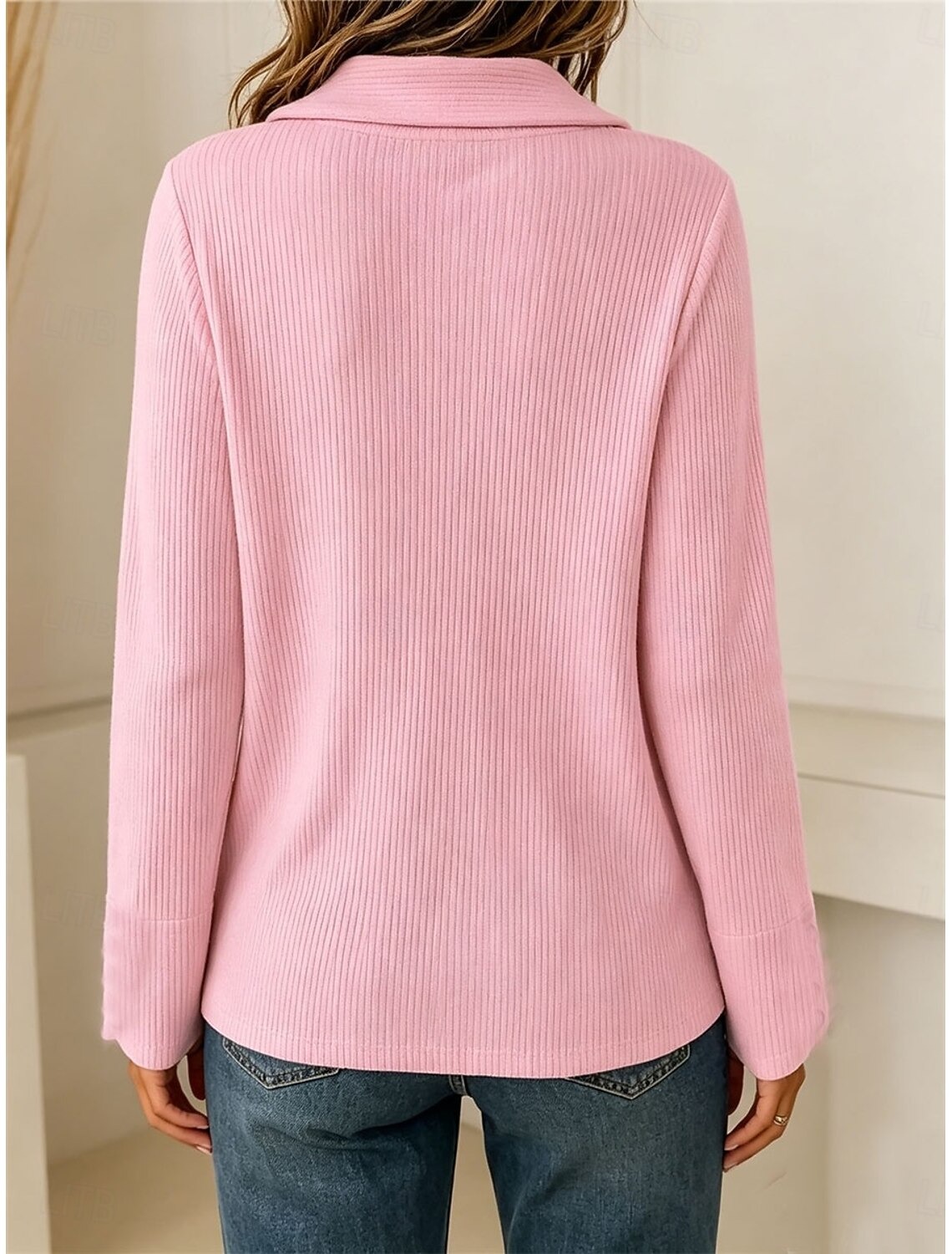 Women's T Shirt Solid Color Stylish Casual Long Sleeve V Neck Regular Tops Casual Daily Blue Black Pink Red Summer Spring Fall