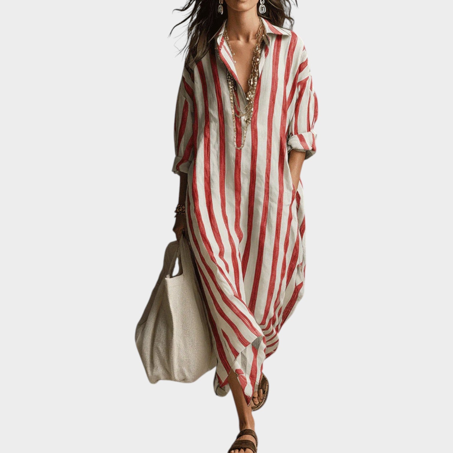 New Arrivals🔥Striped Button-Down Maxi Dress