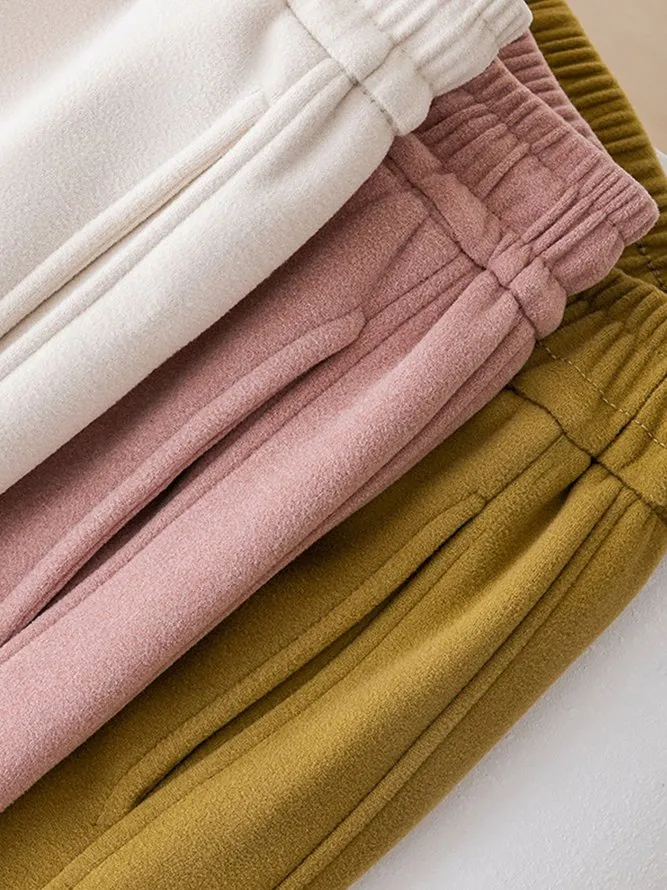 Women Solid Color Loose Thick Casual Sweatpants