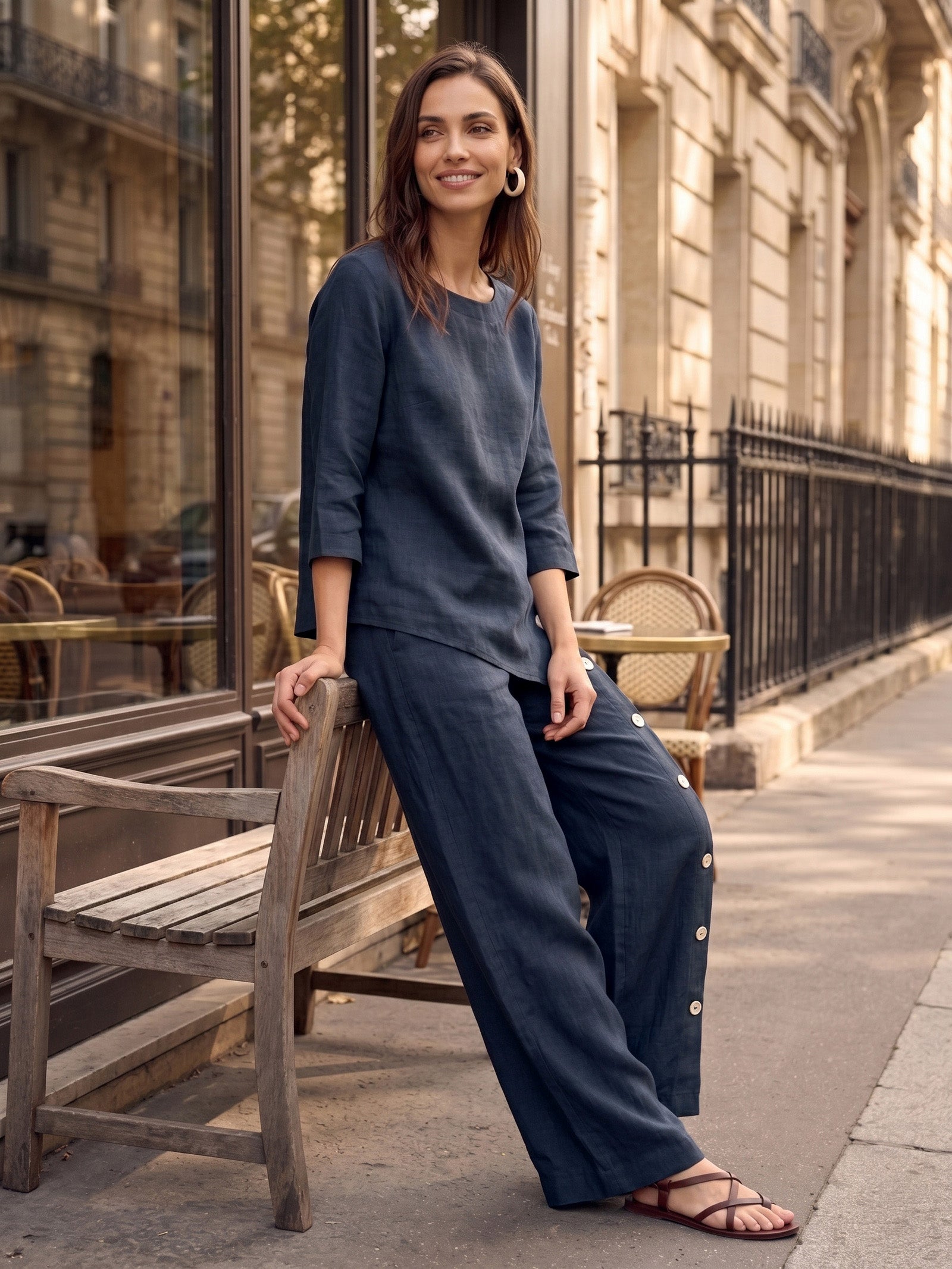 Casual two-piece set: linen cotton top and trousers – create a stylish look in 5 seconds