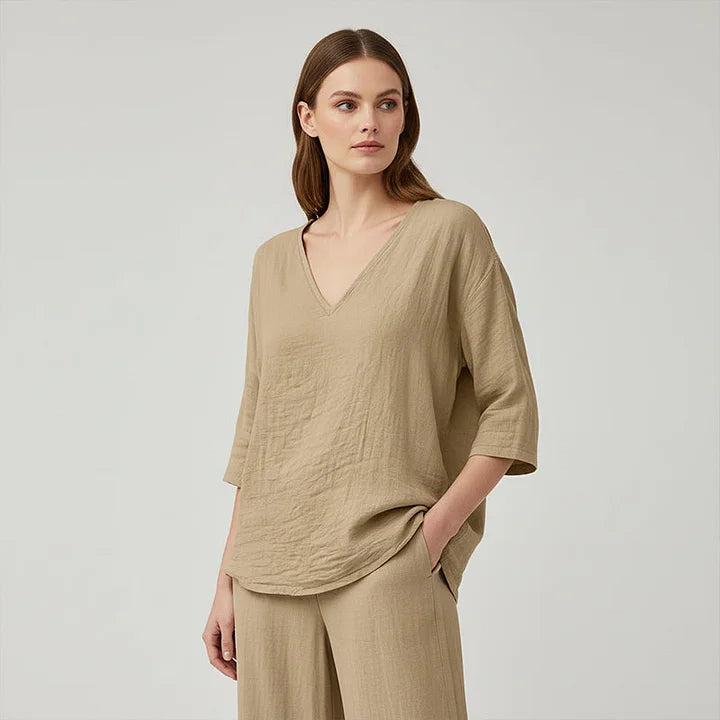 Rhianna - Blusa elegante con scollo a V
