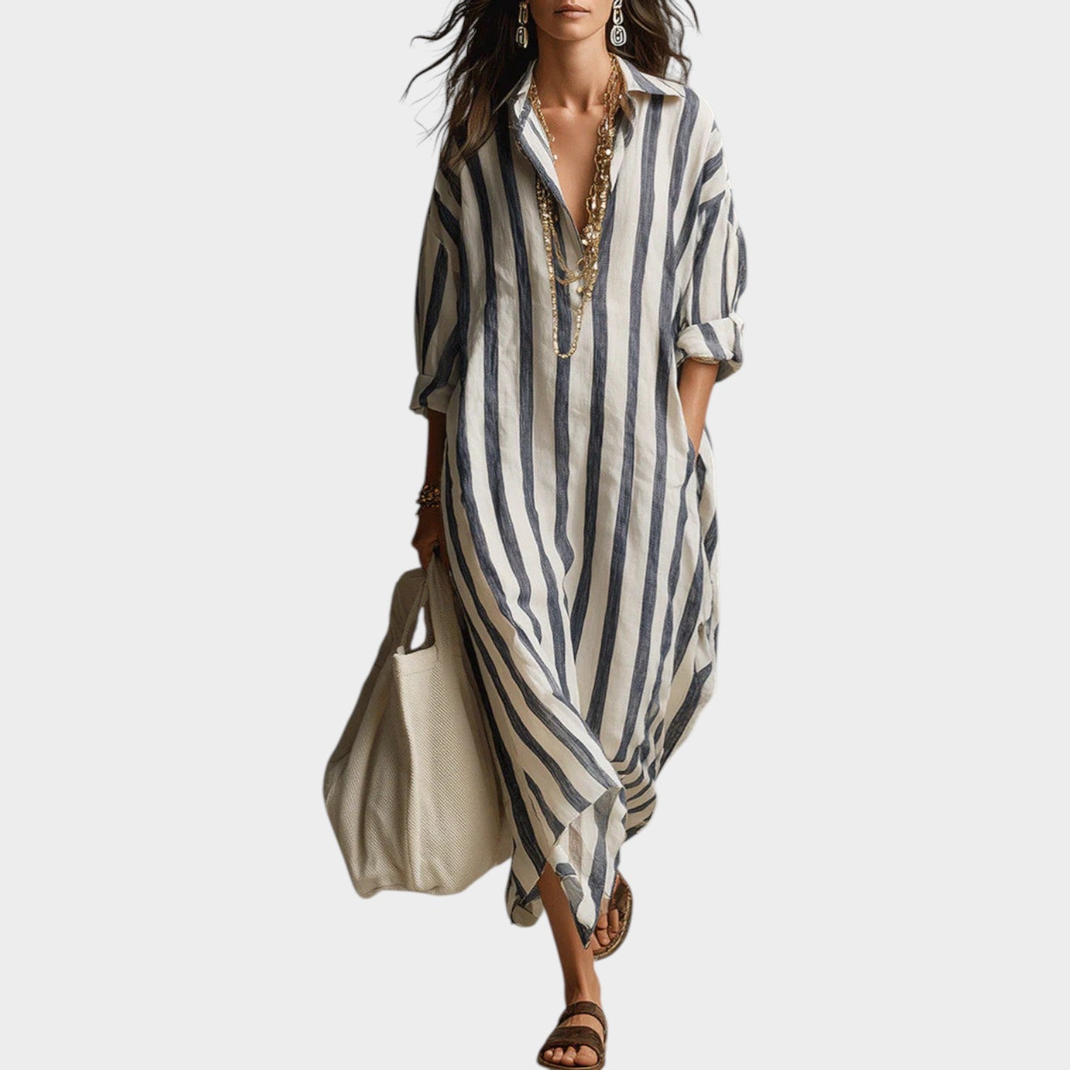 New Arrivals🔥Striped Button-Down Maxi Dress