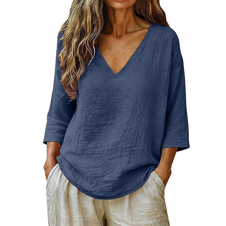 Rhianna - Blusa elegante con scollo a V