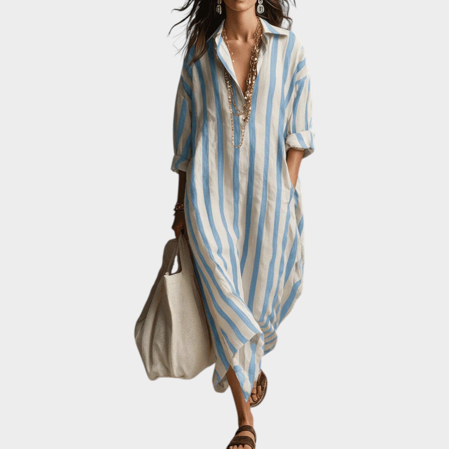 New Arrivals🔥Striped Button-Down Maxi Dress