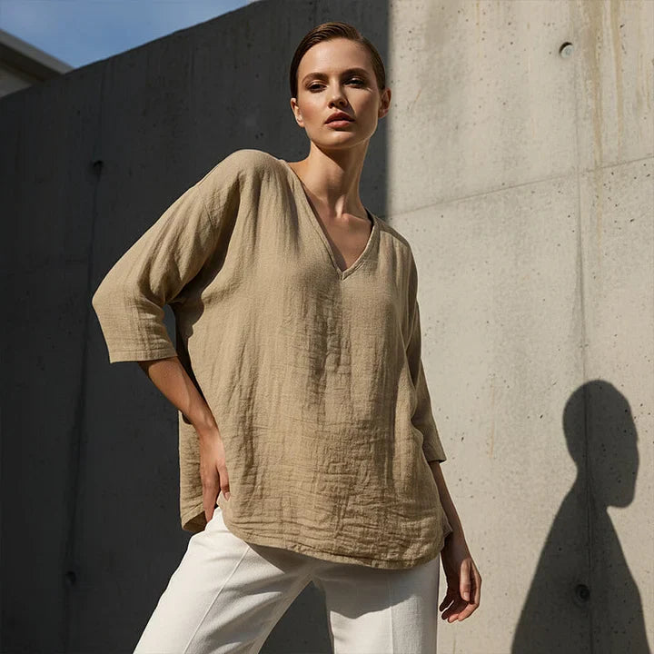 Rhianna - Blusa elegante con scollo a V