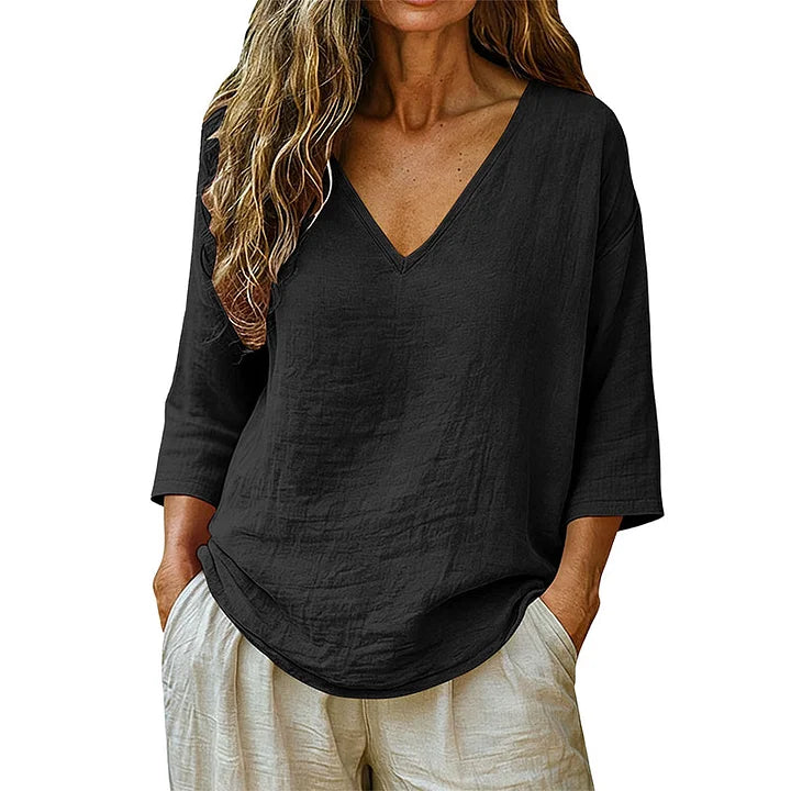 Rhianna - Blusa elegante con scollo a V