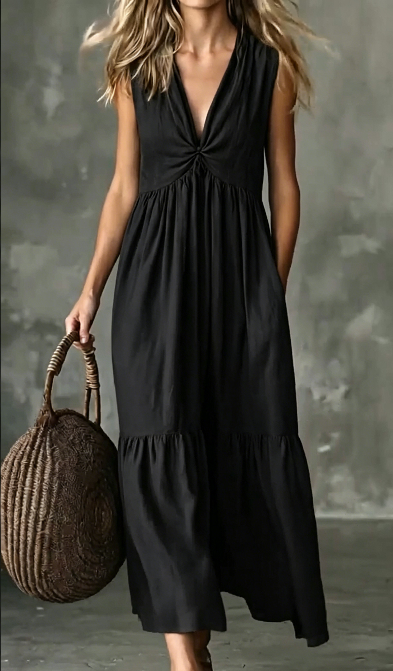 🌿New Linen🔥 Sleeveless Flowy Long Dress
