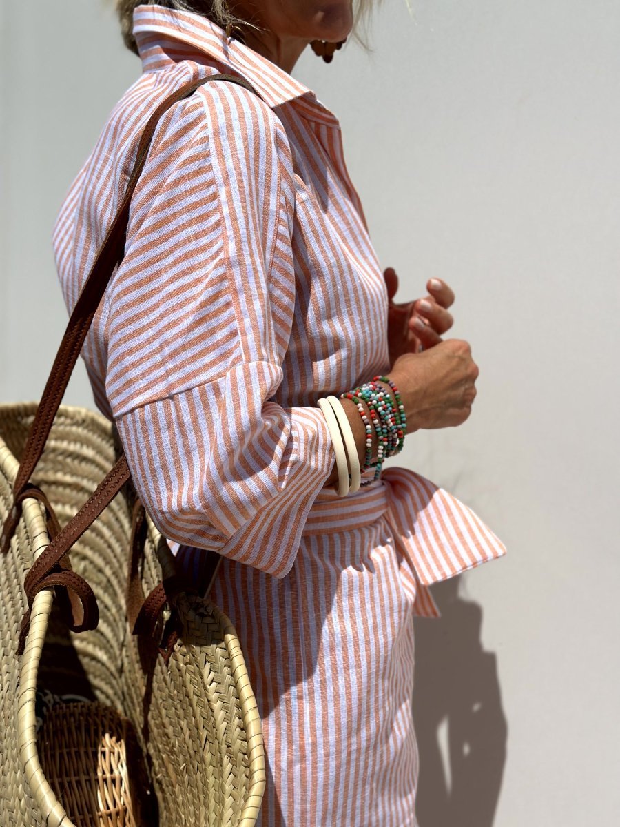🎁This Week's Special Price $32.99💥Classic Striped Lace-Up Shirt Dress