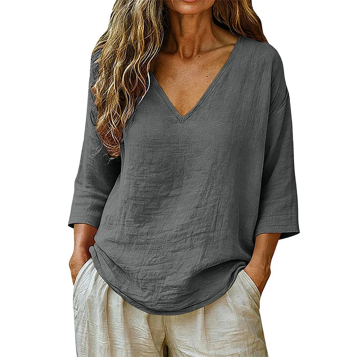 Rhianna - Blusa elegante con scollo a V