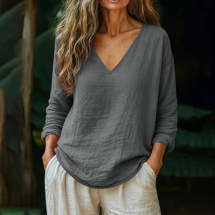 Rhianna - Blusa elegante con scollo a V