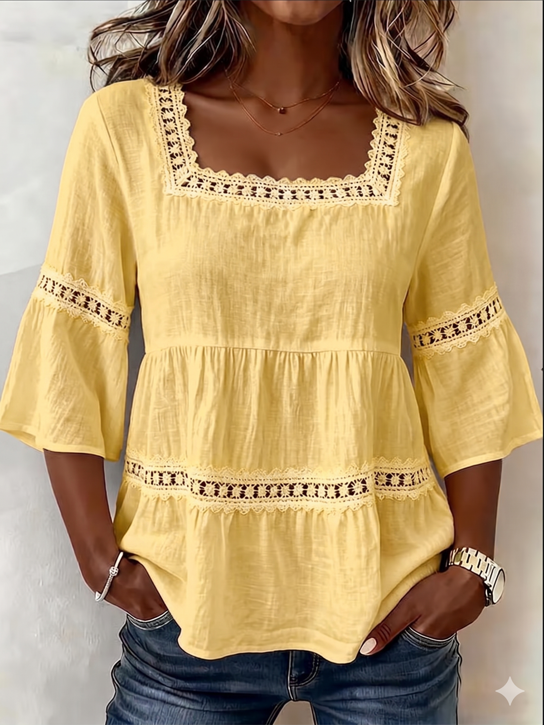 🔥 Women’s Boho Lace Trim Babydoll Blouse