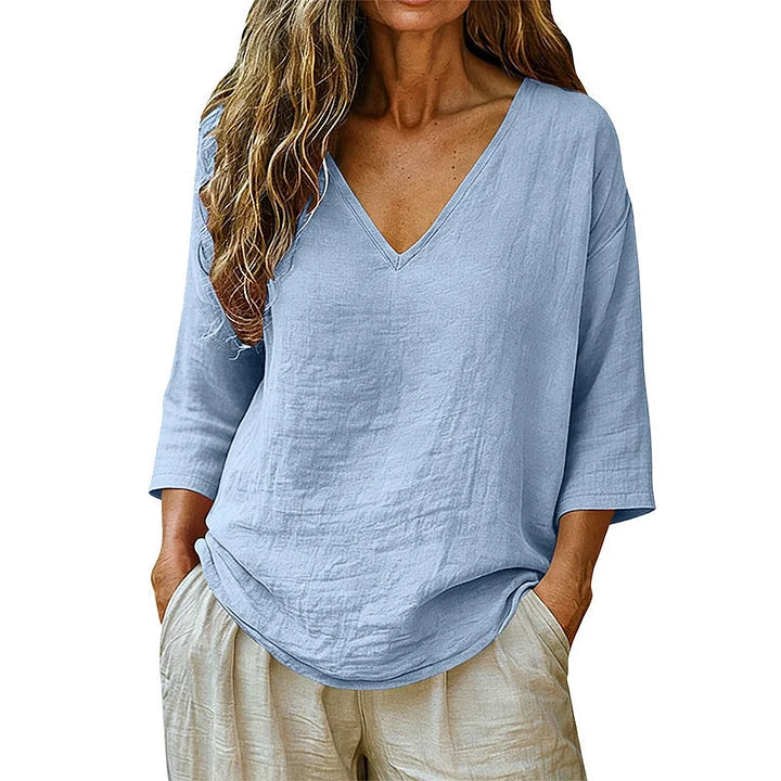 Rhianna - Blusa elegante con scollo a V