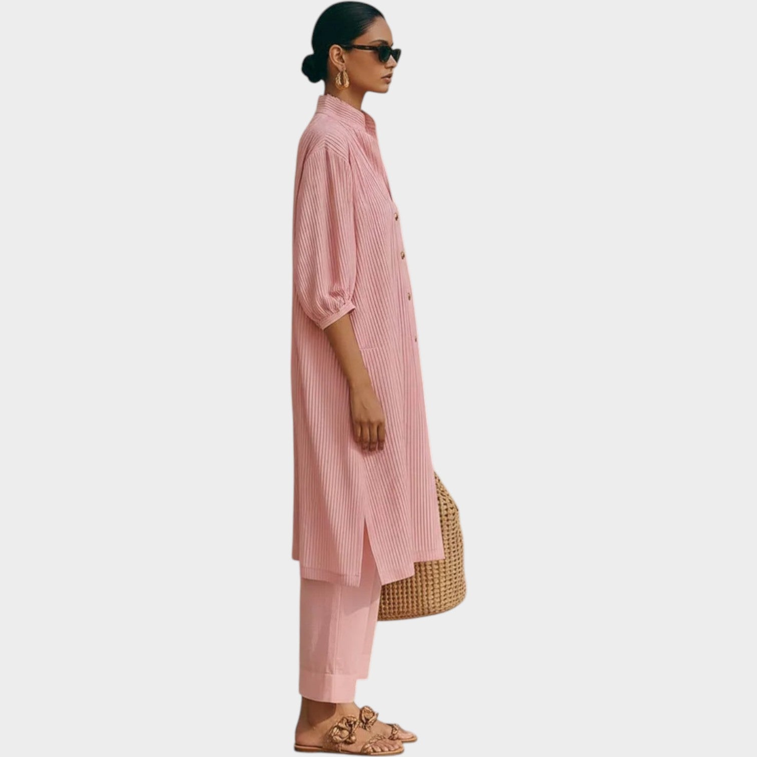 Button‑Down Tunic and Wide‑Leg Pant Set