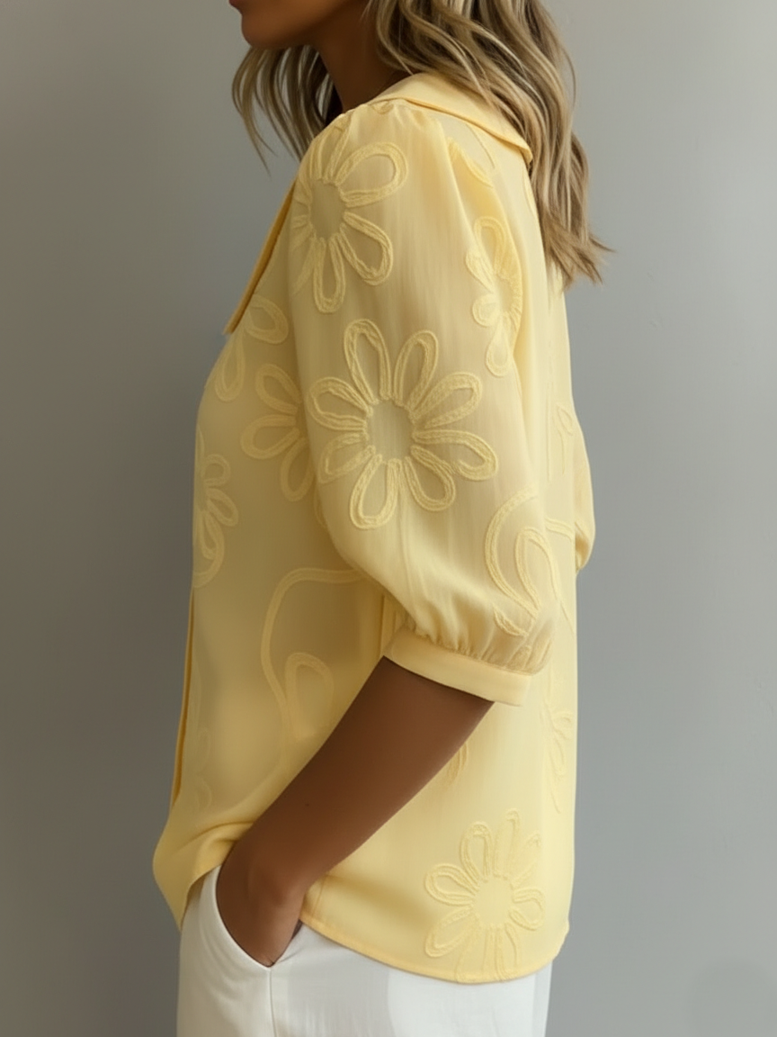 🌿New Linen Soft-Touch Floral Blouse