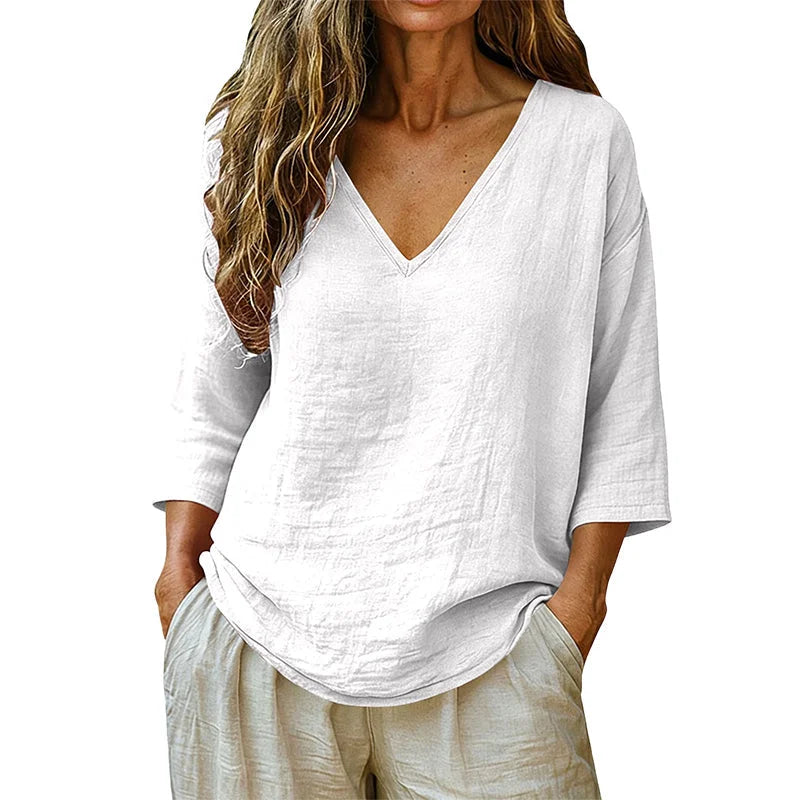 Rhianna - Blusa elegante con scollo a V