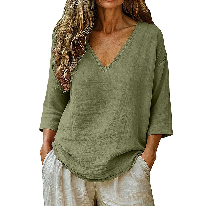 Rhianna - Blusa elegante con scollo a V
