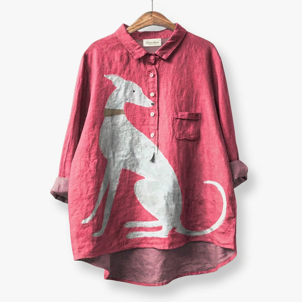 🌿New Linen Soft-Touch Dog-Print Top
