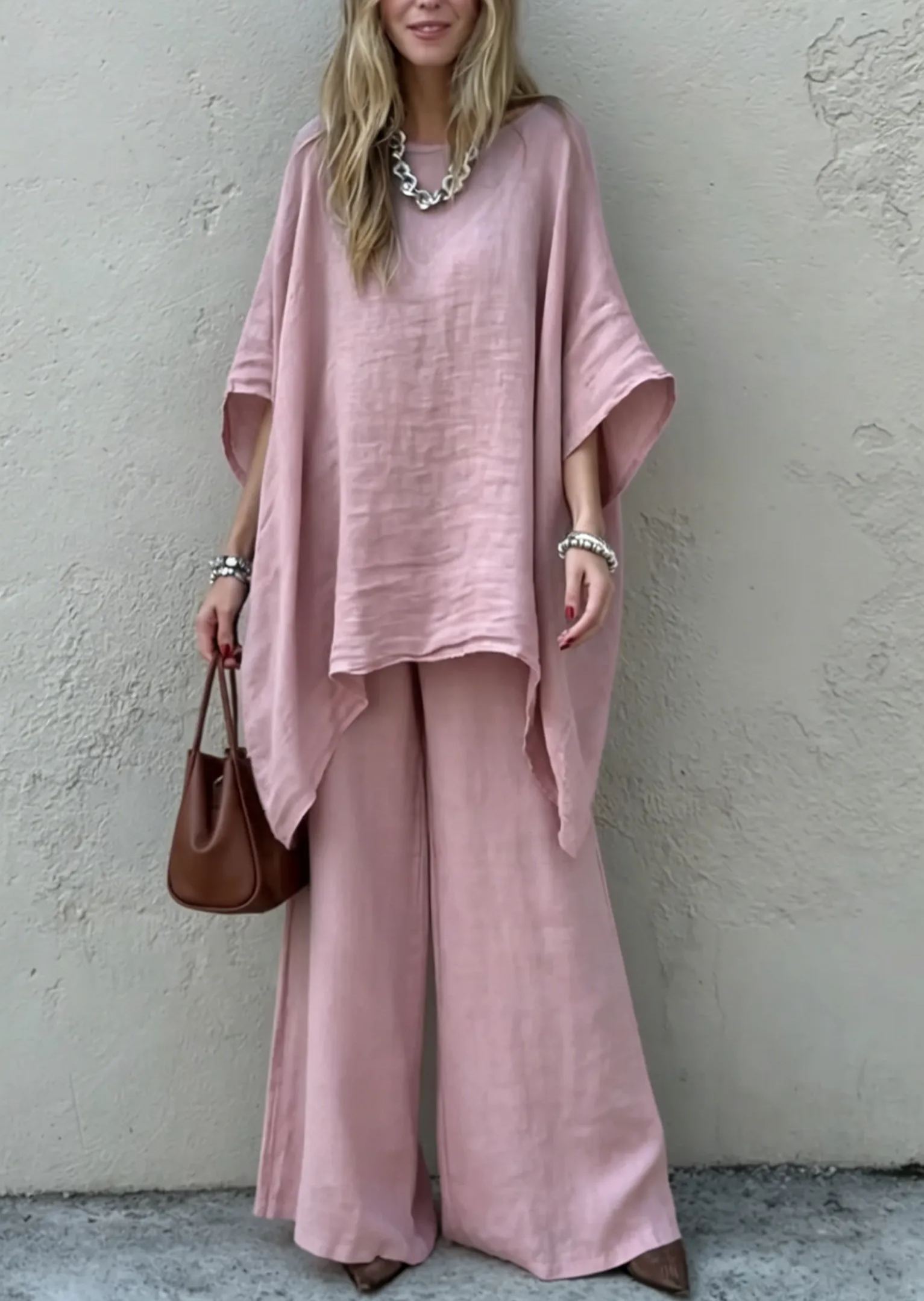 🌿New Linen Comfortable Cotton and linen casual solid color 2-piece Set
