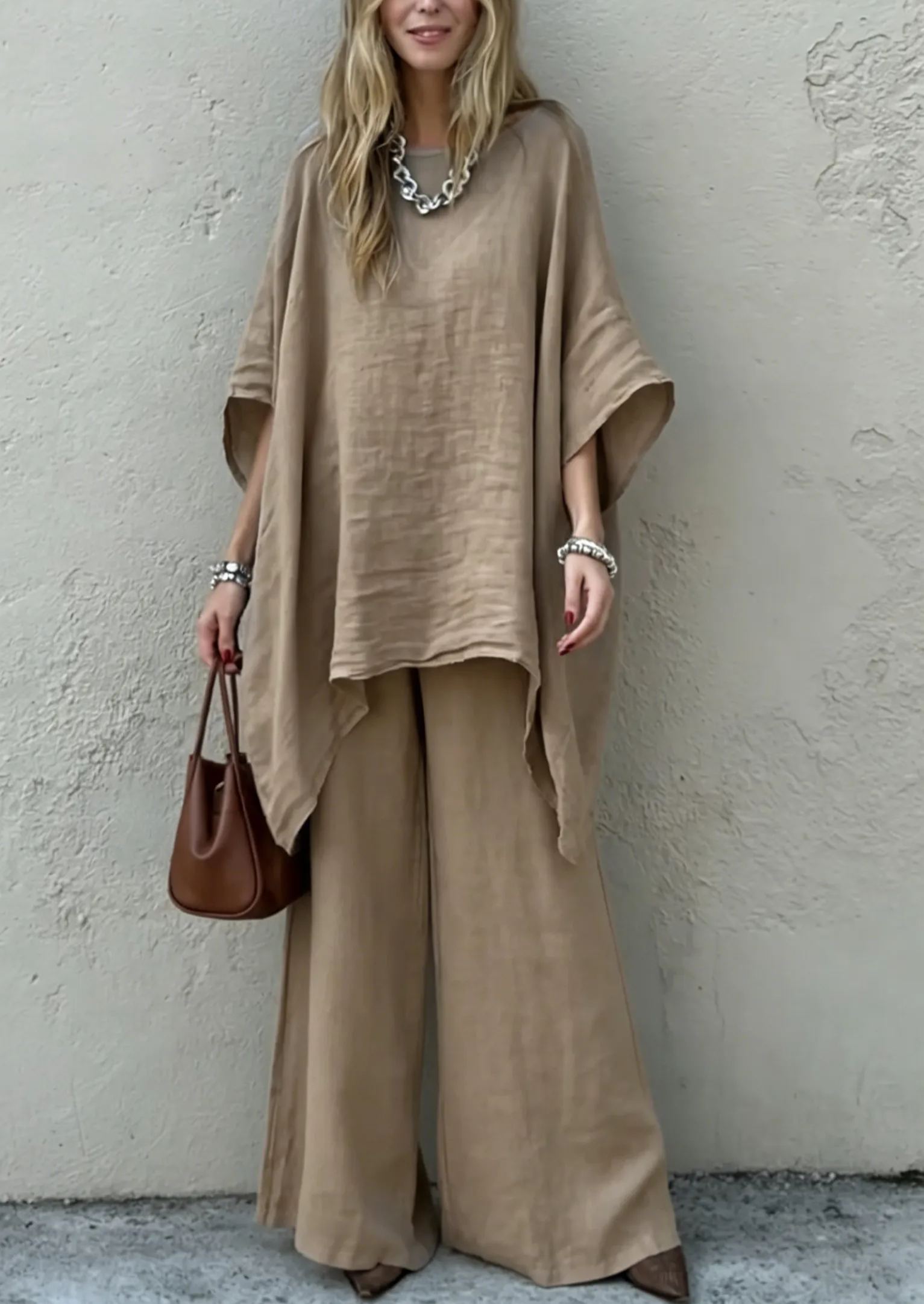 🌿New Linen Comfortable Cotton and linen casual solid color 2-piece Set