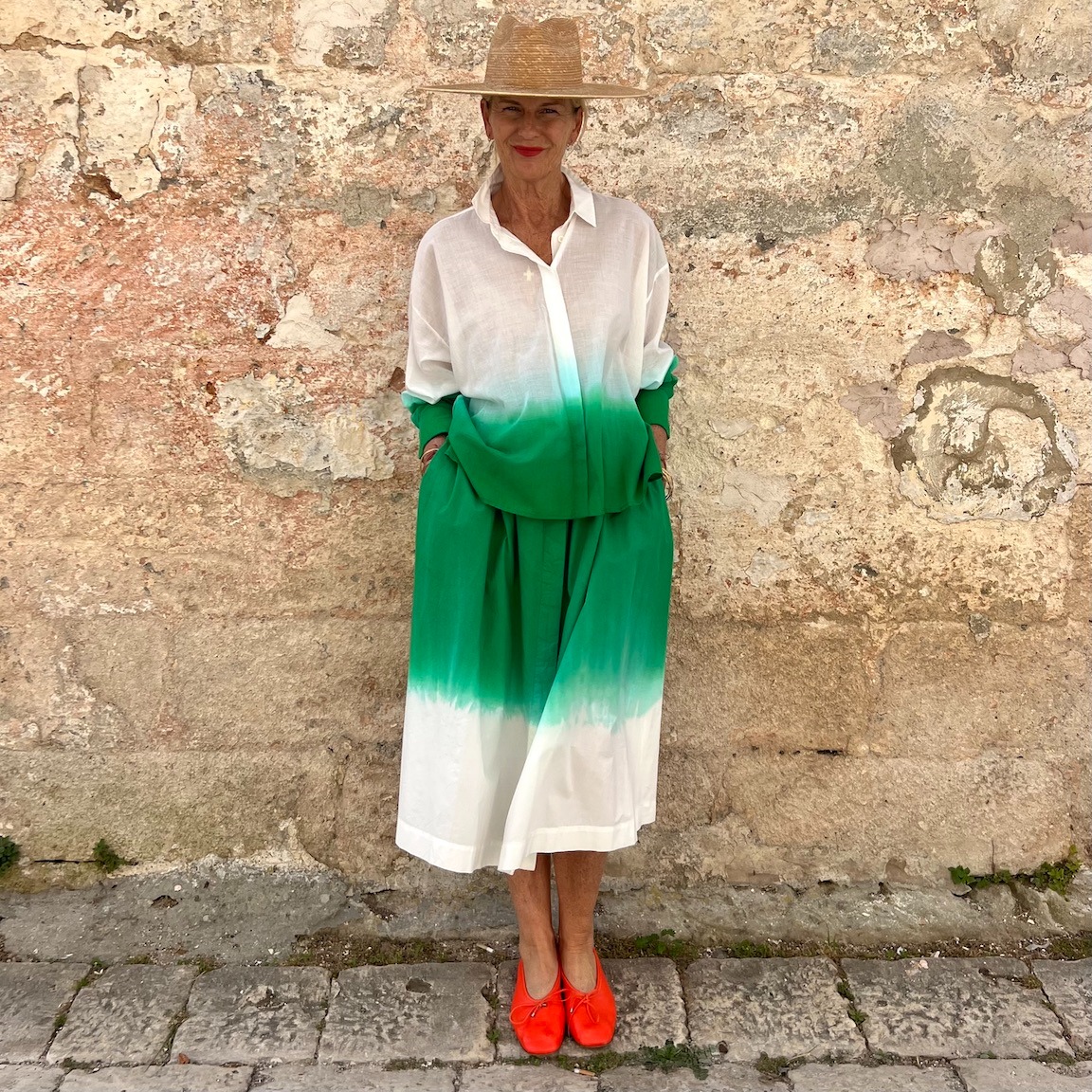 🌿Gradient Linen Oversized Midi Dress