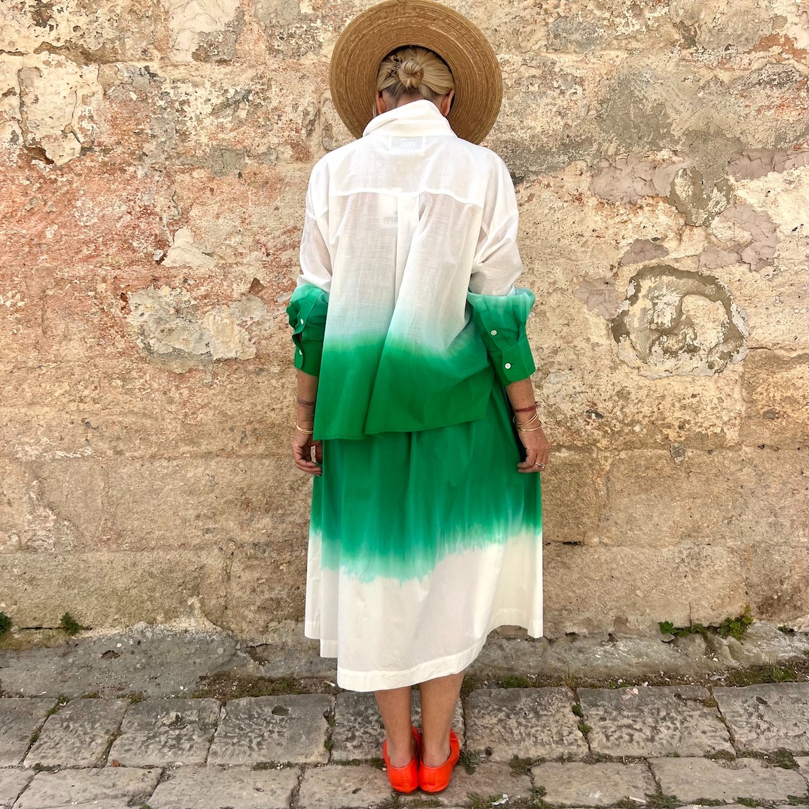 🌿Gradient Linen Oversized Midi Dress