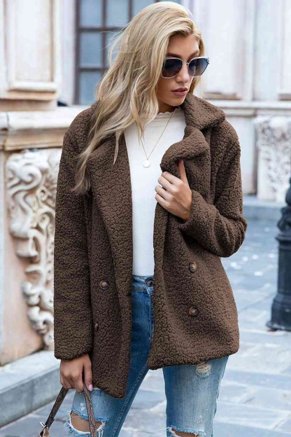 Christmas Hot Sales: 60% Off - Women’s Sherpa Teddy Jacket – Warm Fleece Coat with Double Buttons