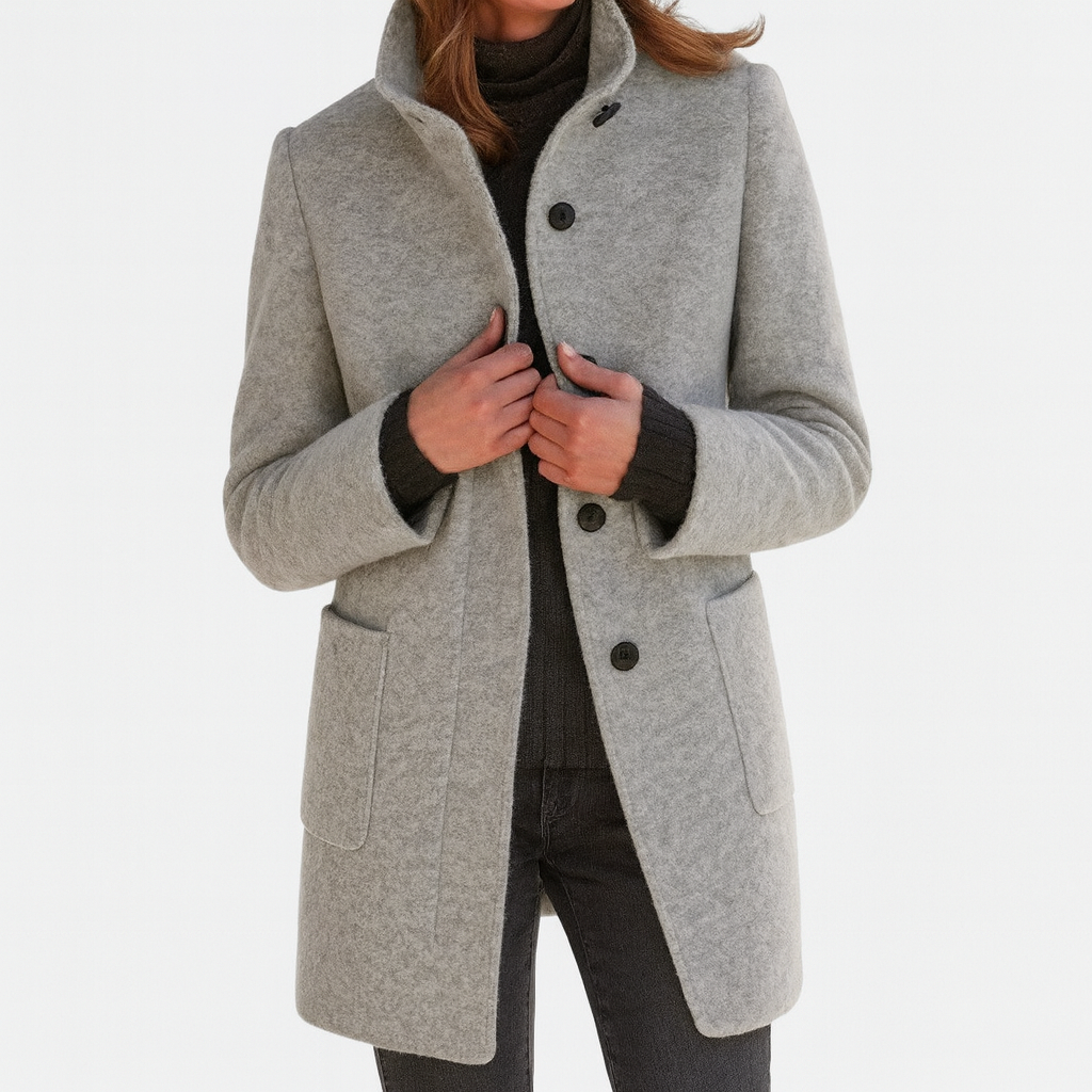 Stella | Women’s Elegant Vintage Stand Collar Wool Winter Coat