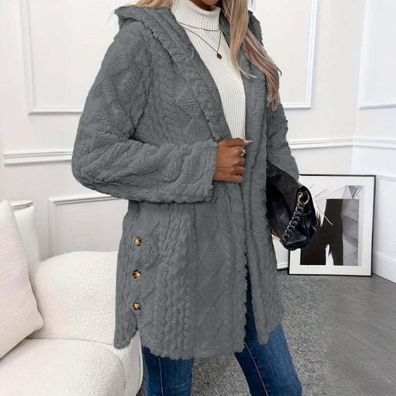 Women's Fall Winter Warm Fashion  Hooded Cardigan Long Sleeve Coat, Stylish Outerwear for Casual Daily Wear & School Activities