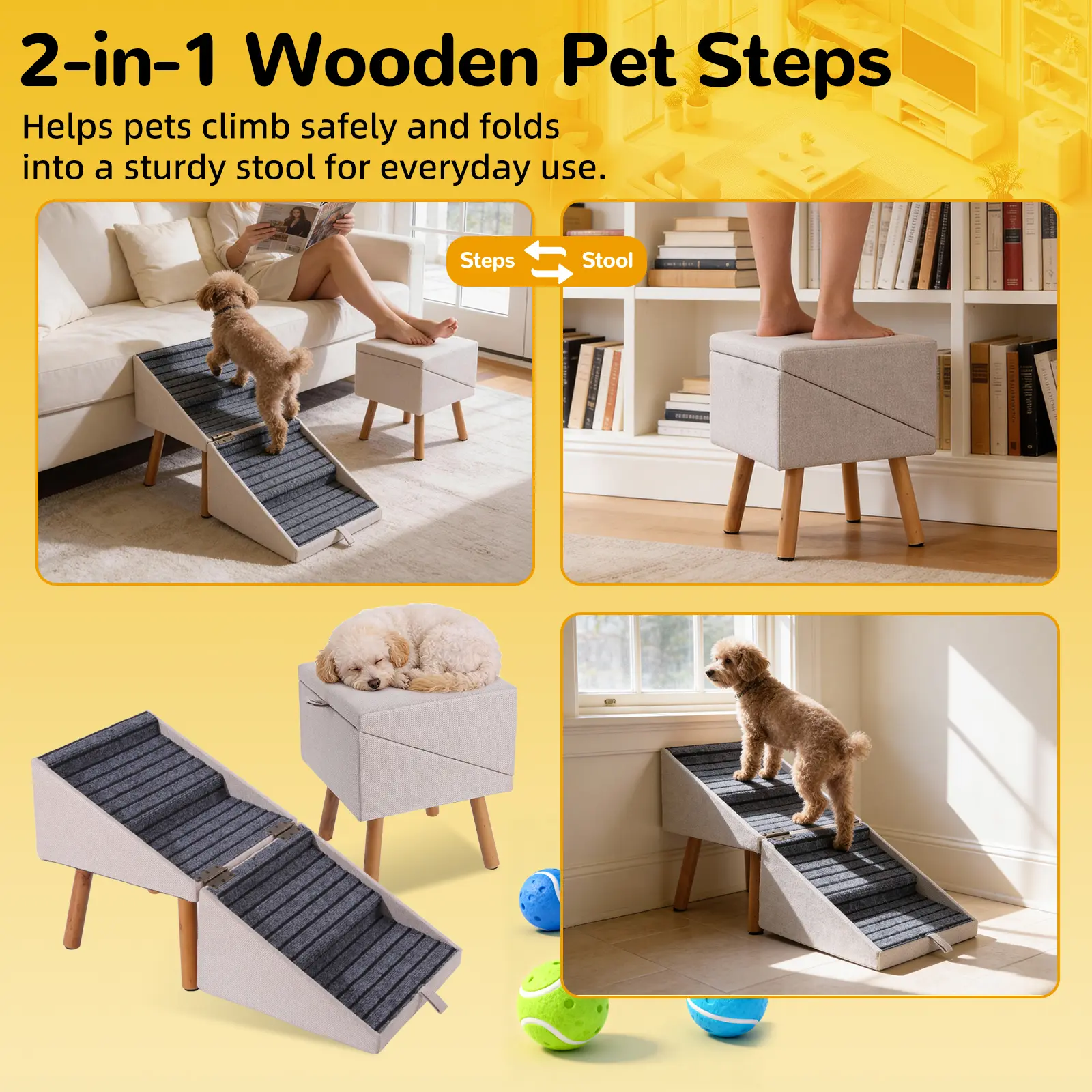 17'' Dog Stairs Ramp for Couch | for Senior,Small, Medium Dogs, Dachshund