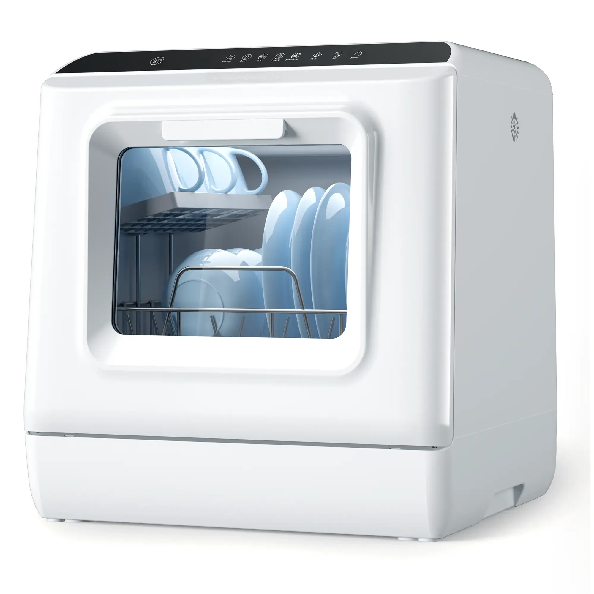 ecozy Portable Dishwasher Countertop, Mini Dishwasher with a Built-in 5L Water Tank, No Hookup Needed, 6 Washing Programs, Extra Air Drying Function Household Appliances Kitchen Automatic Clean Durable Home