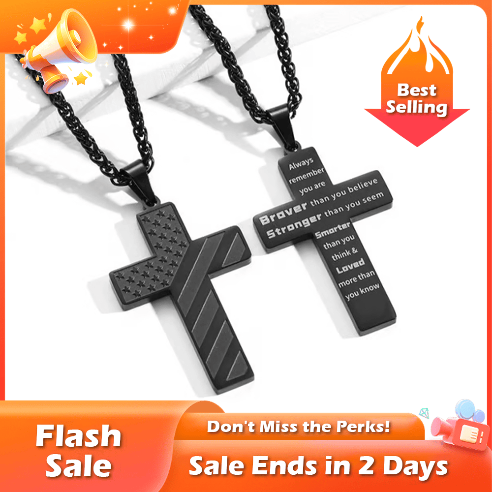 🏆Flash Sale⚡ 50K+ SOLD! Almost Gone-💥🎉✨Flag Cross Necklace,Best Gifts